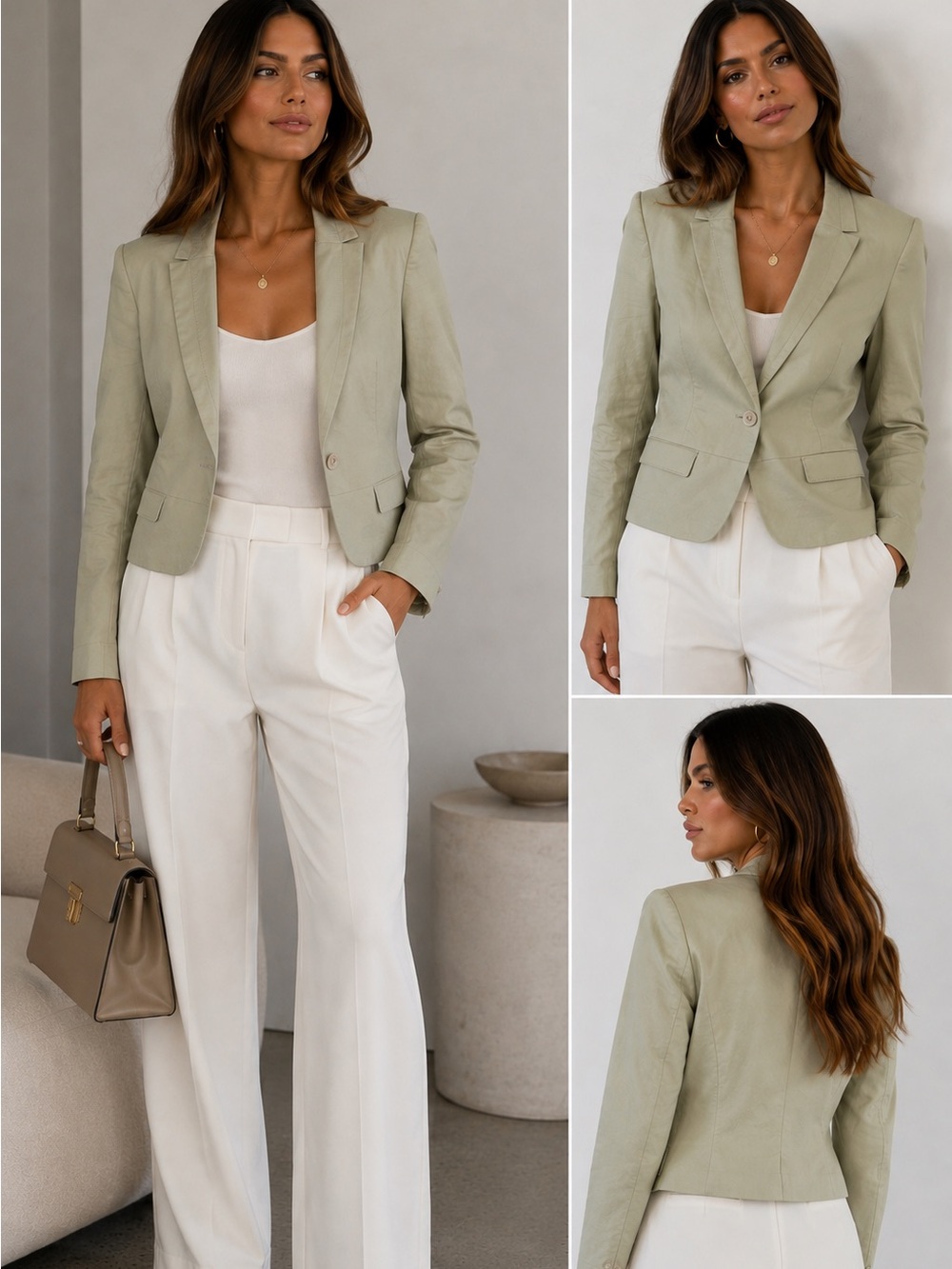Hugo Boss Light Sage/ Champagne Single-Button Blazer